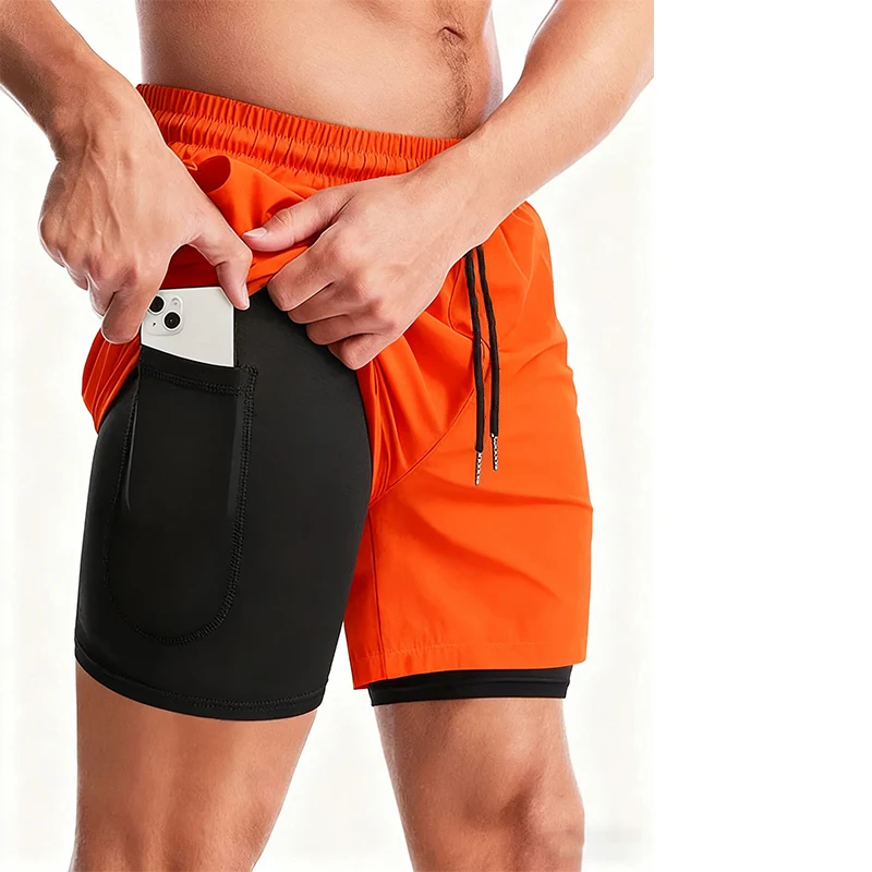 Men's Running Shorts Gym Sports Shorts Male 2 In 1 Quick Dry Workout Training Gym Fitness Jogging Short Pants Summer Men Shorts image 4