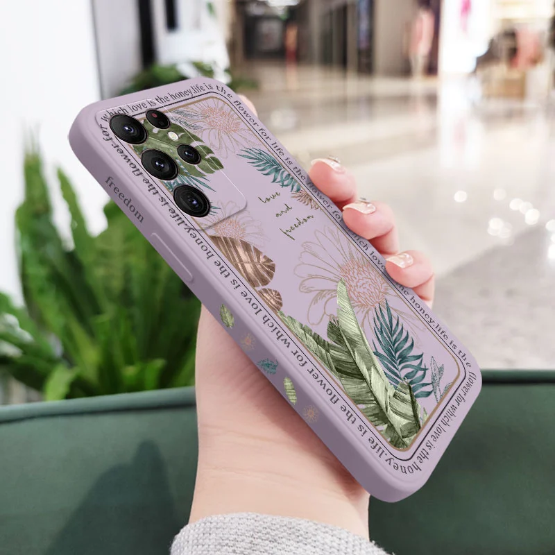 Ins Tropical Style Phone Case For Samsung Galaxy S25FE S24 S23 S22 S21 S20 Ultra Plus FE S10SNote 20 ultra 10 9 Plus Cover