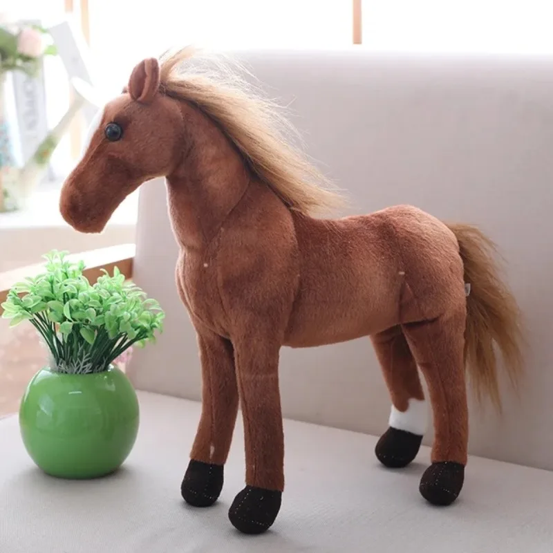 Fluffy Peluches Creative Standing Position Simulation Plush Horse Doll Cartoon Toy Ornaments Newborn Photoshooting  Accessories