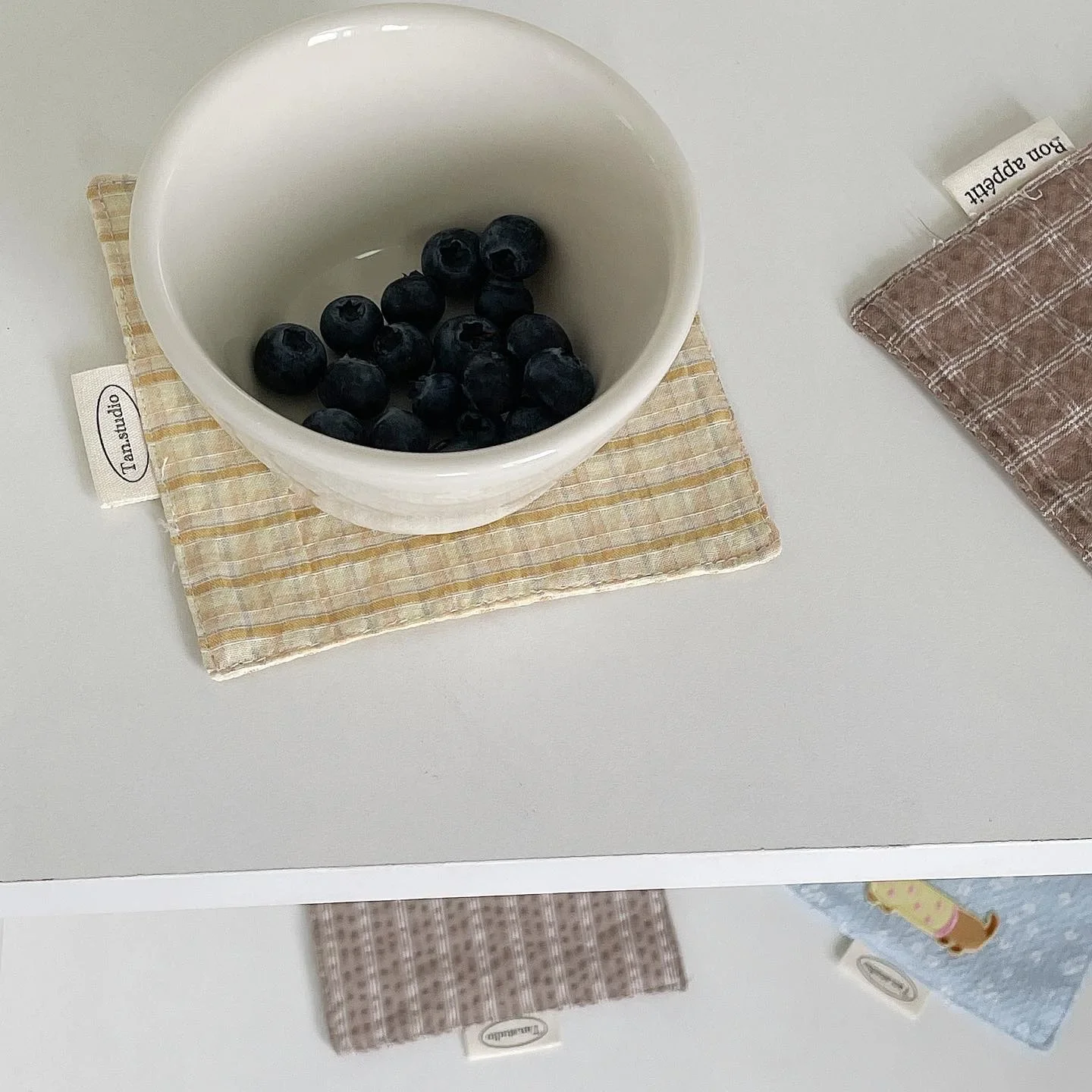 New Stripe Series Multicolor Korean Cotton Coaster Square Fresh Table Cloth Heat Insulation Mat Coffee Cup Placemat Table Decor - view 5