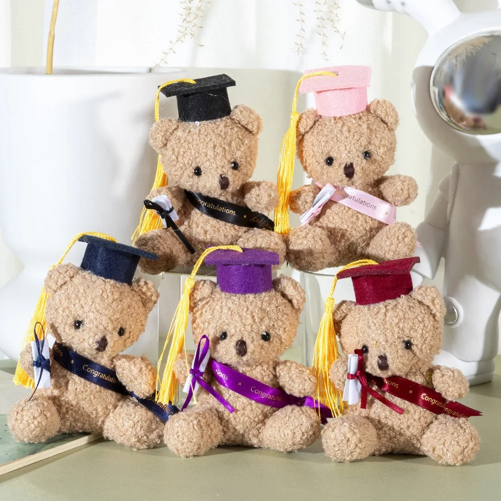 Soft 13cm Doctor Bear Plush Toy Dr. Bear Cute Bear Cartoon Lovely Bear Key Ring Kindergarten Gifts Graduation Bear Dolls Student