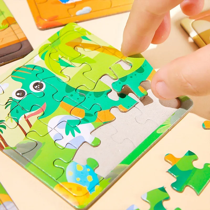 10 Boxes Cartoon Jungle Dinosaur Theme Paper Jigsaw Puzzle Toys for Kids Boy Birthday Party Favors Pinata Fillers School Prizes