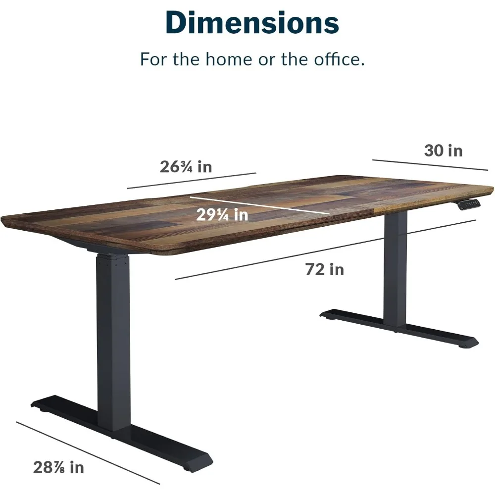 Height Adjustable Sit/Stand  - Dual Motor with Memory Presets, Stable T-Style Legs - Gaming or Home Office Workstation - 72”x30”