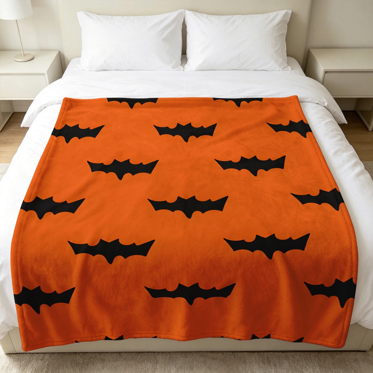 Orange Jagged Bat Winter Summer Flannel Blanket Throw Fleece Soft Fuzzy Plush Cozy Fleece Blankets for Sofa Ideal Gifts