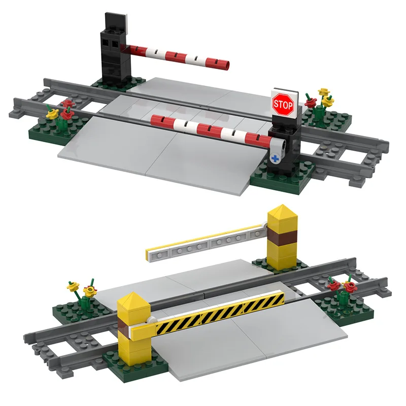 MOC miejskie akcesoria tor kolejowy bariera bariera przeciwpożarowa przecinająca bloki balustrady przejazdowe dla dzieci klocki