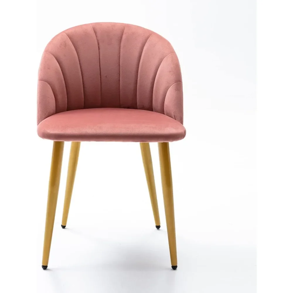 Chaises de Salle à Manger en Velours Rose, avec Pieds en Métal, Latéral, pour Salon, Cuisine, Vanité