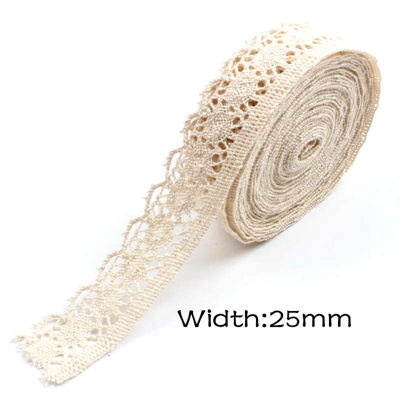 2/5Yards Beige Lace Fabric Sewing Tulle Cotton Embroidered Trims DIY Handmade Crafts Ribbon Materials Crocheted Lace Accessories