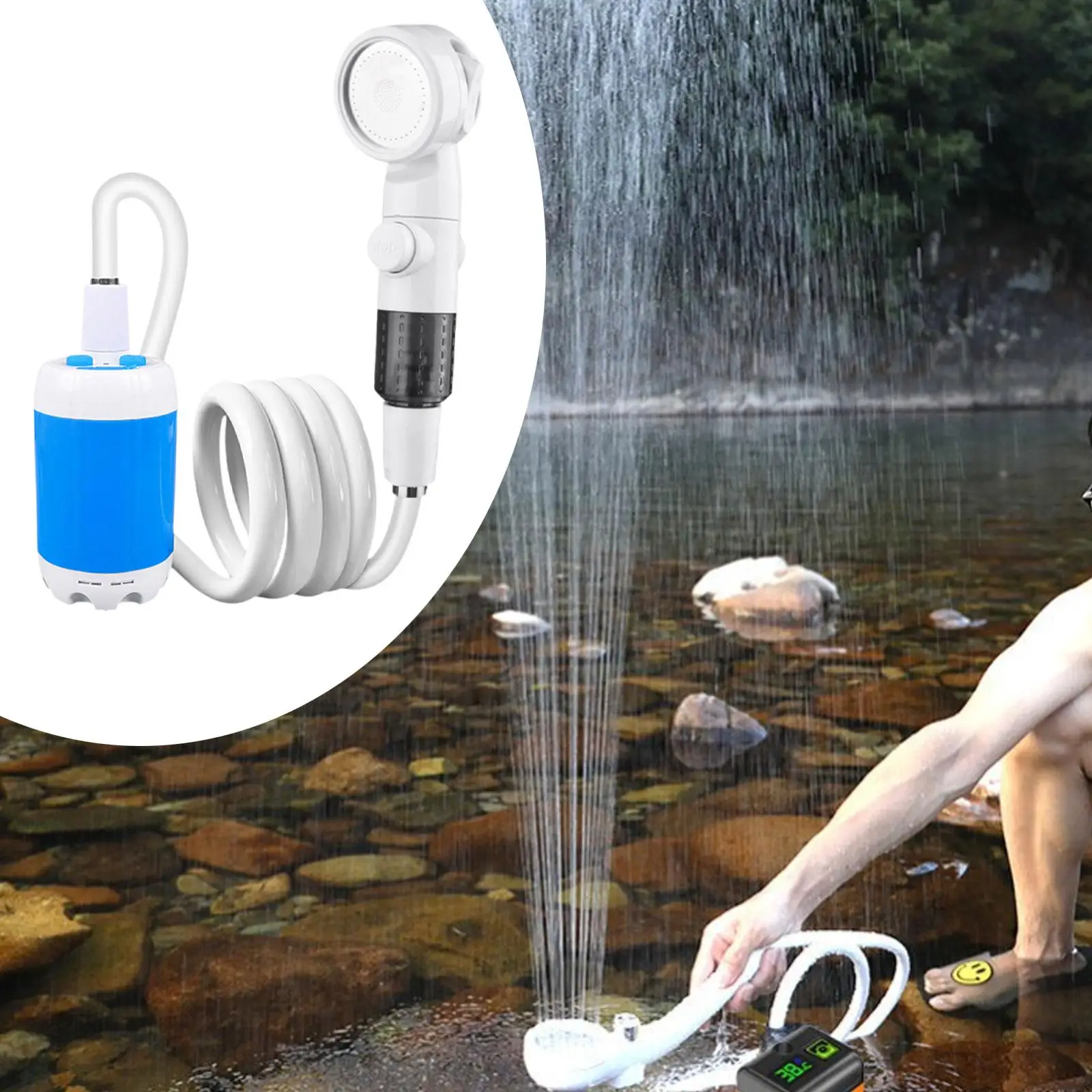 

Портативный душевой насос Компактный кемпинговый душ для чистки домашних животных на открытом воздухе Туризм