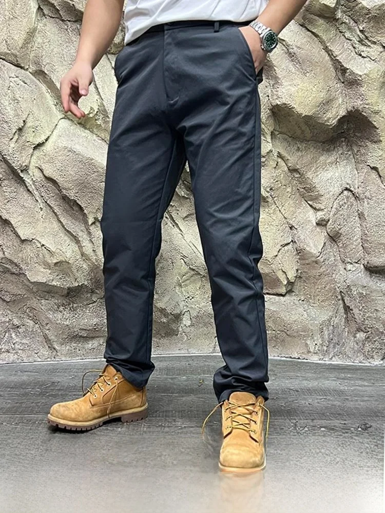 

Spring Golf Series Men's Casual Pants High Elastic Breathable Versatile Commute Casual Pants Straight Leg Zipper mid Waist