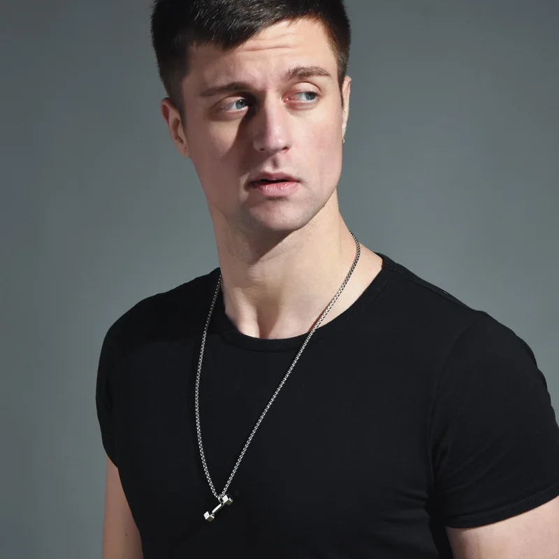 Collana con manubri, collana per coppie alla moda e individuale, collana con ciondolo scena da uomo