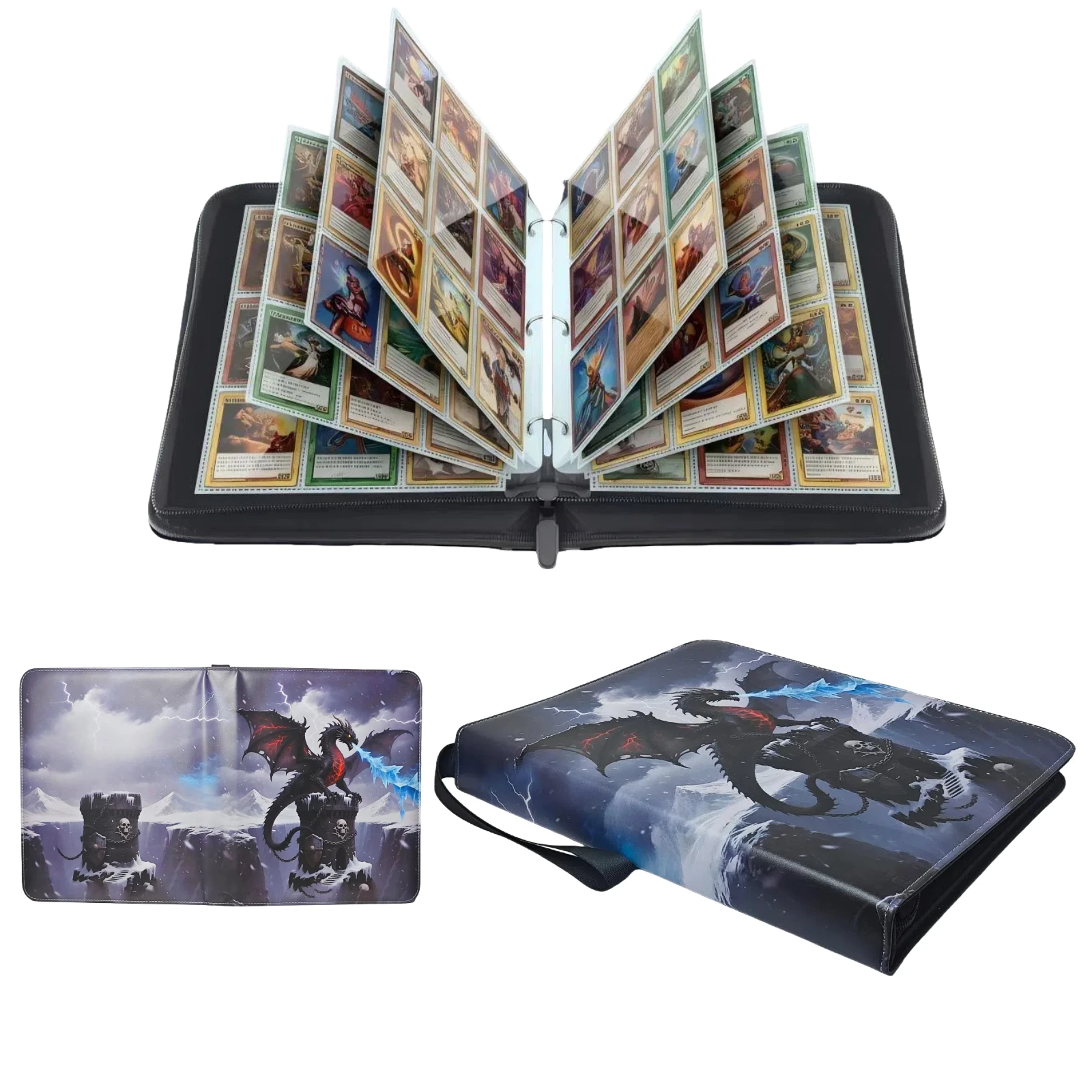 حافظة بطاقات التداول الفاخرة، 9 جيوب مع 50 صفحة قابلة للفصل على الوجهين، يمكن أن تحمل 900 بطاقة، ألبوم جمع بطاقات الألعاب، كتاب تخزين المجموعة للفتيات والفتيان، كتاب تجميع البطاقات، مناسبة لبرج الجليد، هدية عيد الميلاد