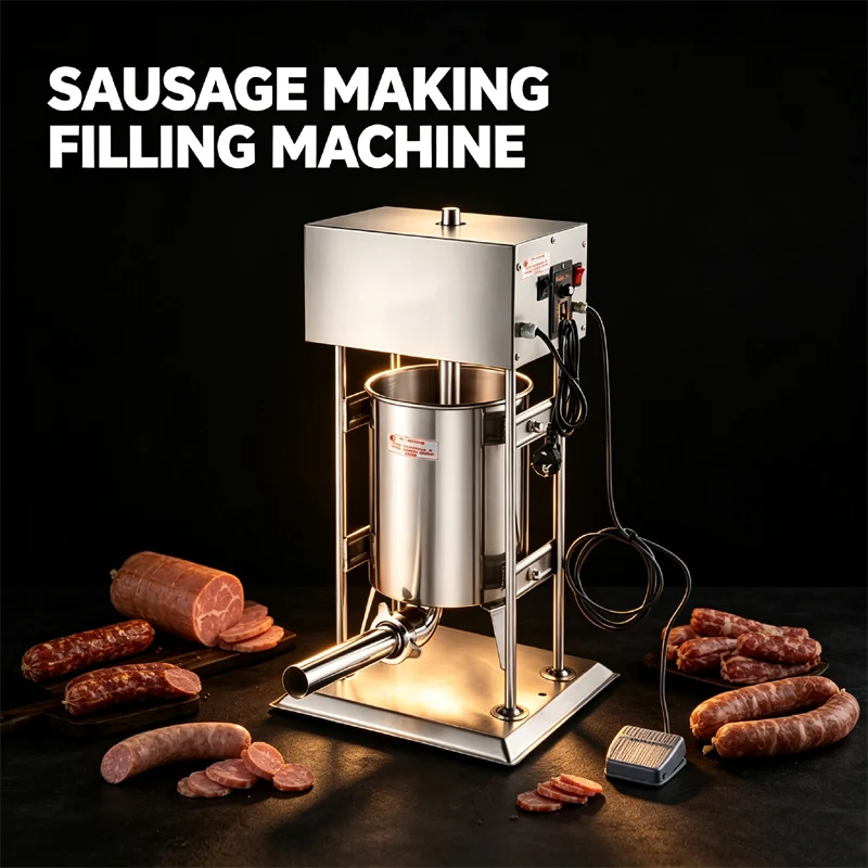 Vertical Electric Sausage Filling Machine  For Filling Sausages And Ham Sausages Making Sausage Machine With 4 Filling Funnel