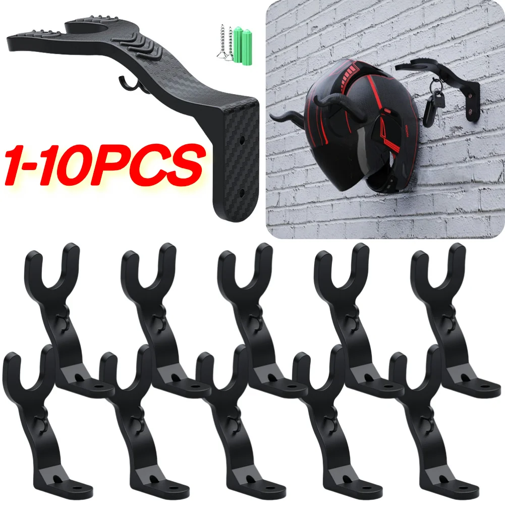 1-10PCS Wall Mount Cabinet Shelf Hooks Motorcycle Helmet Hook Racks Electric Bicycle Helmet Rack Helmet Display Hanger Stand