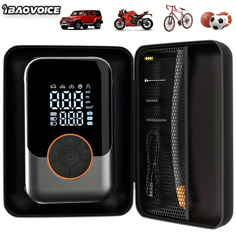 Compresor de Aire para Auto, Inflador de Neumáticos Eléctrico Inalámbrico Portátil de 12V y 150PSI para Motocicleta, Bicicleta, Auto y Balones