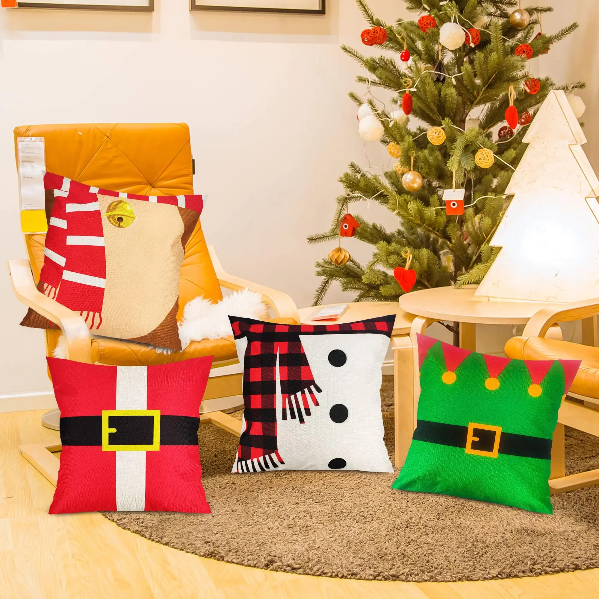 Green red Christmas linen pillowcase sofa cushion cover home decoration can be customized for you 40x40 50x50 60x60 45x45