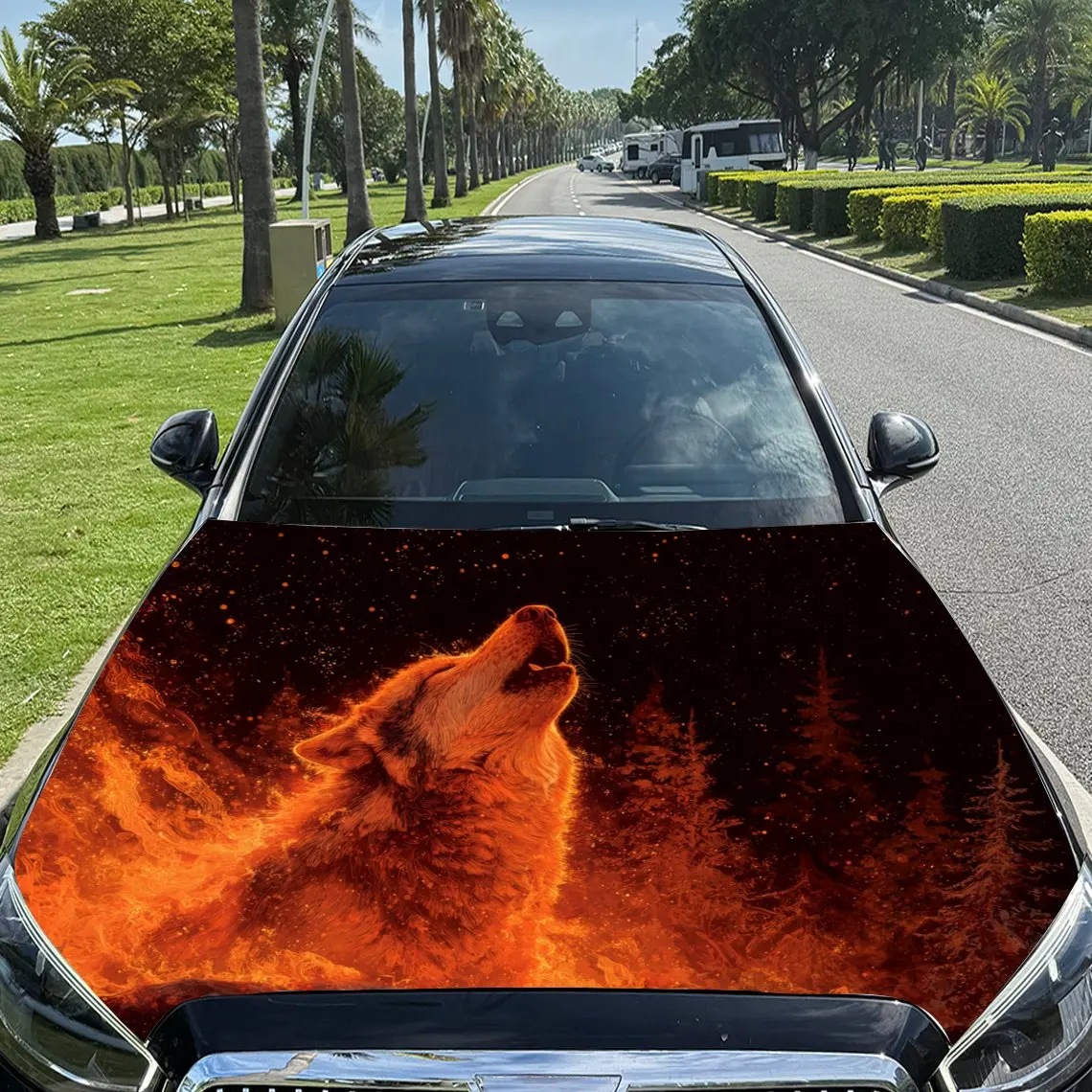 

Наклейки на капот автомобиля с узором злой огненного волка, водонепроницаемые самоклеящиеся, устойчивые к царапинам, легко приклеиваемые, прочные автомобильные наклейки из ПВХ,