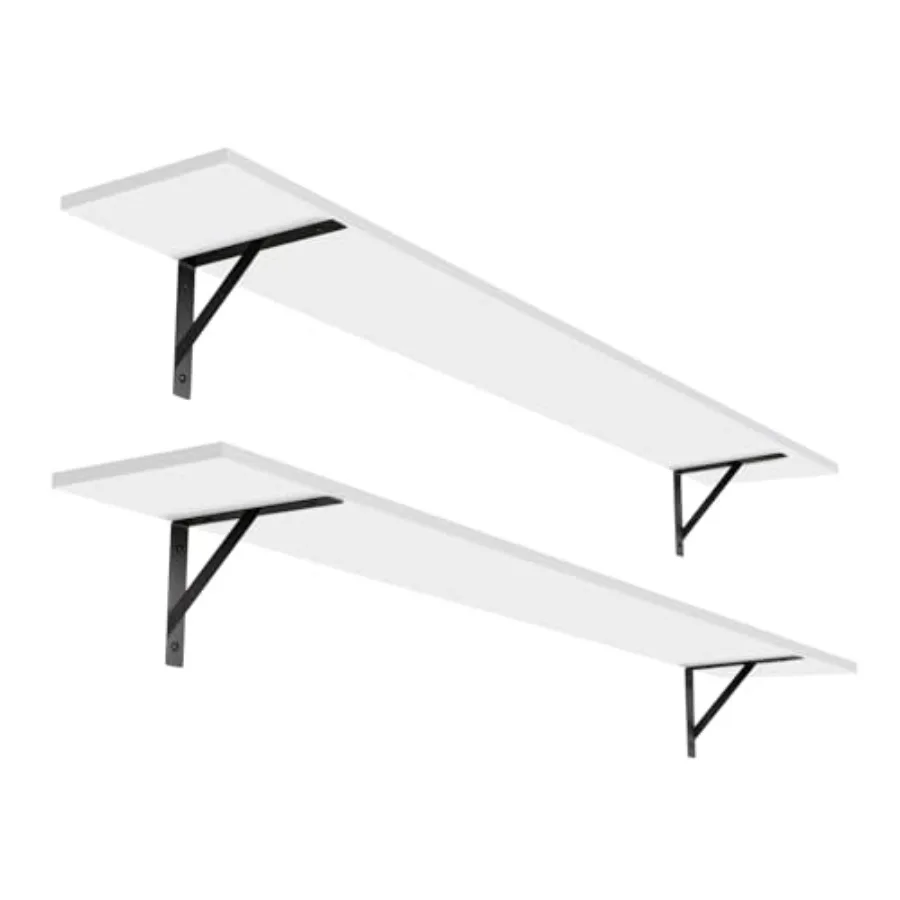 

Long Wall Shelves Wall Mounted Shelves Set of 2 Extra Large Floatg Storage Ledges with Sturdy Metal Brackets for Livg Room Bath