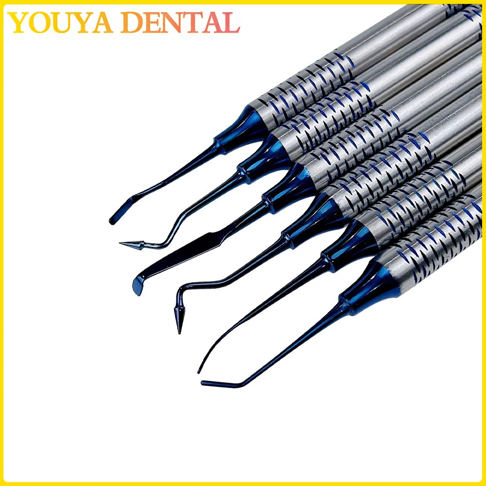 

6Pcs/Set Dental Composite Resin Filling Spatula Restoration Kit Dentist Instrument Double Head Titanium Plated Head Thick Handle