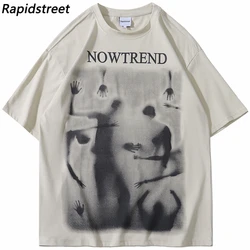 Hip Hop Streetwear T Shirt Men Struggling Shadow Graphic T-Shirt Harajuku Cotton Loose Tshirt Short Sleeve Tops Tee Hipster