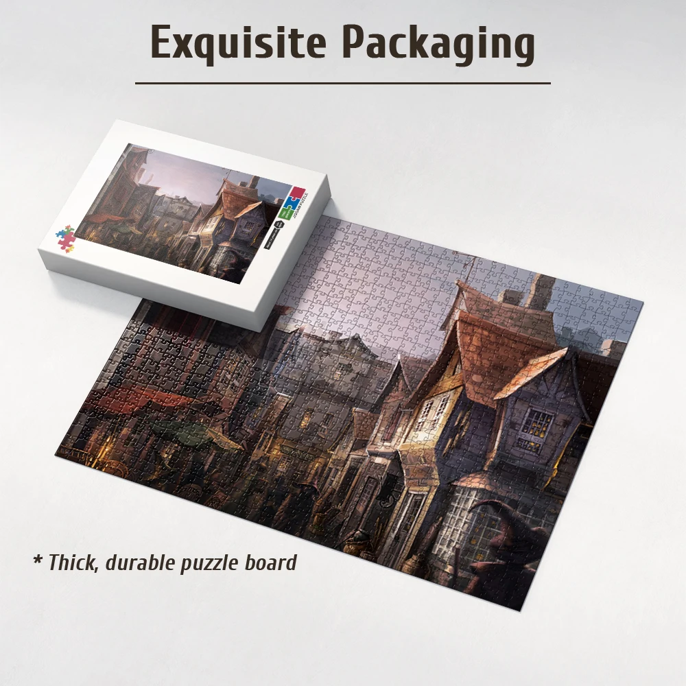 Wooden Jigsaw Puzzle 108/200/300/500/1000 Pcs, Hogwarts Castle & Diagon Alley Puzzle, Harry Potter Wizarding World Art for Fans view 2