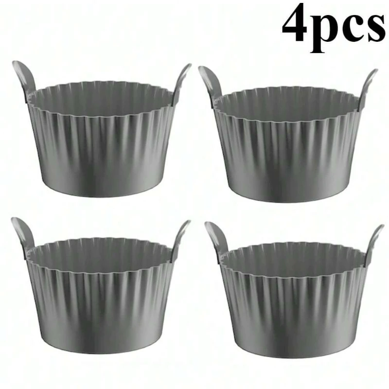 1/4 Stuks Siliconen Cupcake Mallen Non-stick Hittebestendige Bakvormpjes Voor Air Friteuse Ovens Air Friteuse Siliconen Mand Ei Poacher