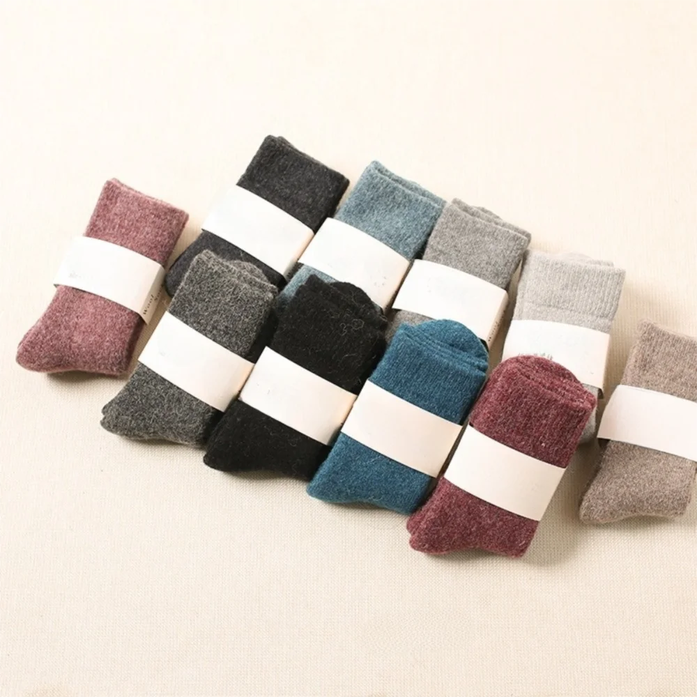 Fashion Thickened Thermal Long Socks Breathable Cold Proof Warm Socks Solid Color Comfortable Stockings Winter