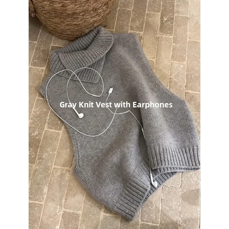 

ay Шерстяной вязаный жилет с высоким воротником, женская верхняя одежда, многослойная осенняя одежда для поездок на работу, рекомендация Faion