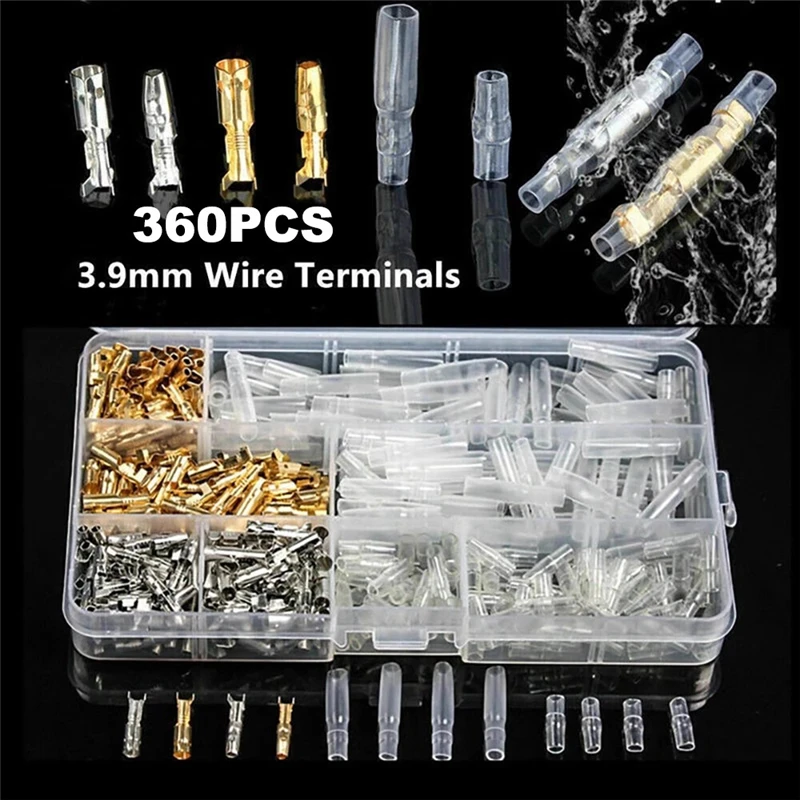 360PCS bullet cold-pressed wiring plug-in terminal 3.9MM spring + blade + sheath