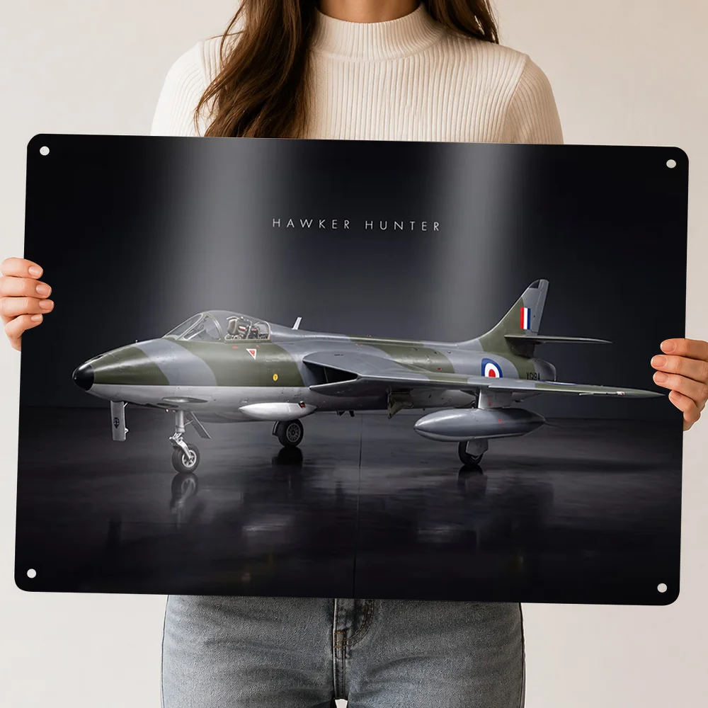 Hawker Hunter Jet Metal Poster Perfect Gift for Fans Lovers Customized Wall Art Metal Sign for Gaming Decoration Room Interior