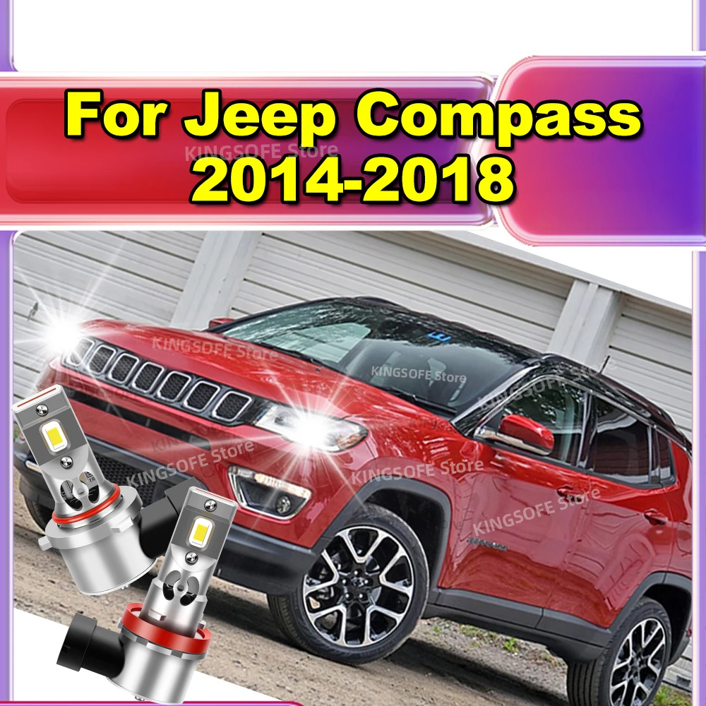 2/4Pcs LED Headlight Canbus Car  Light Turbo Lamp 12V 6000K For Jeep Compass 2014 2015 2016 2017 2018