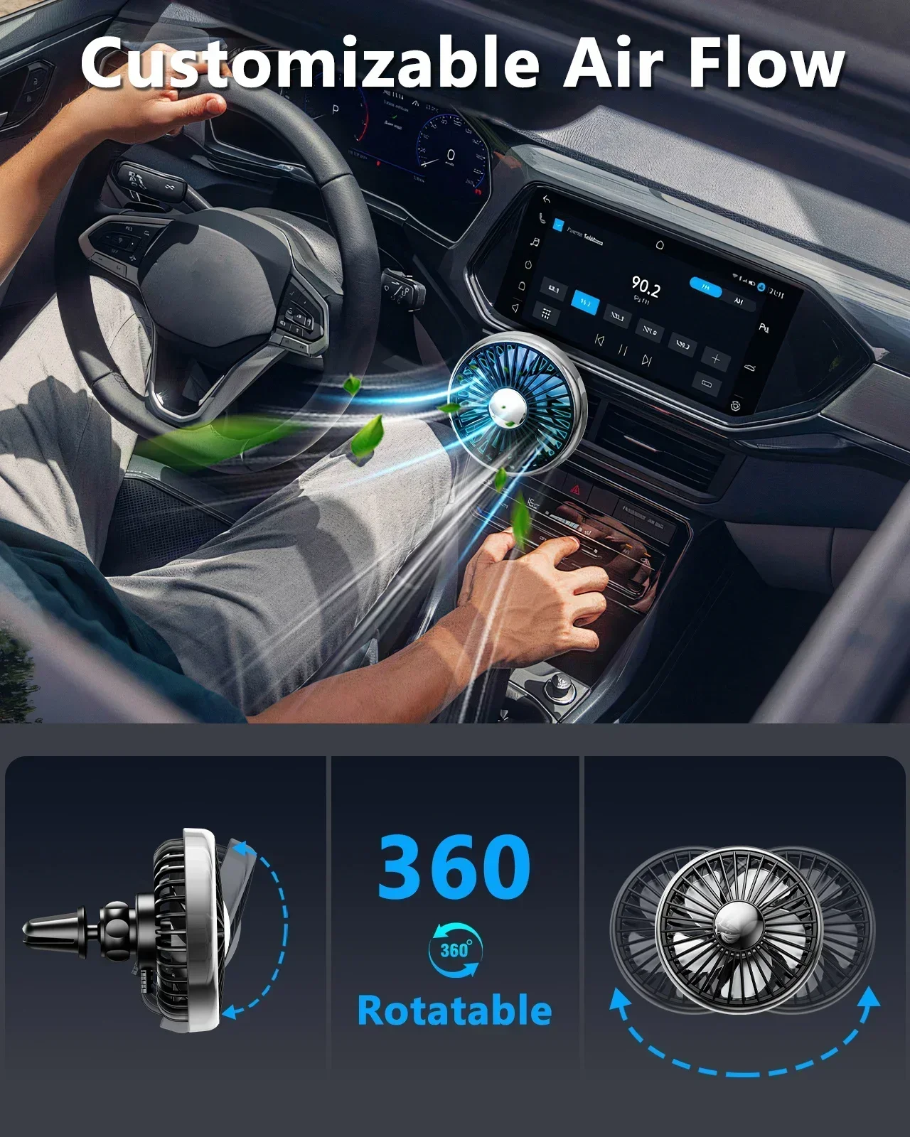 Car Cooling Fan Low Noise Usb Car Ventilator Electric Air Vent Fan Car Air Conditioner Blower