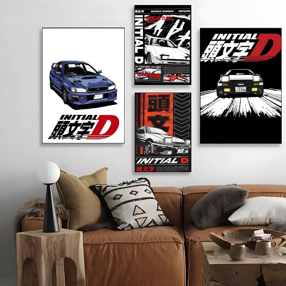Anime D I-Initial D Poster Self-adhesive Art Waterproof Paper Sticker Coffee House Bar Room Wall Decor