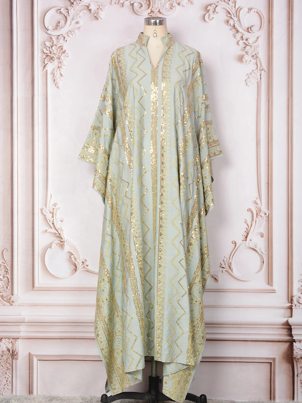 Uni Dubai lentejuelas Patchwork Abaya lujo mujer vestido de noche musulmán elegante manga de murciélago Kaftan