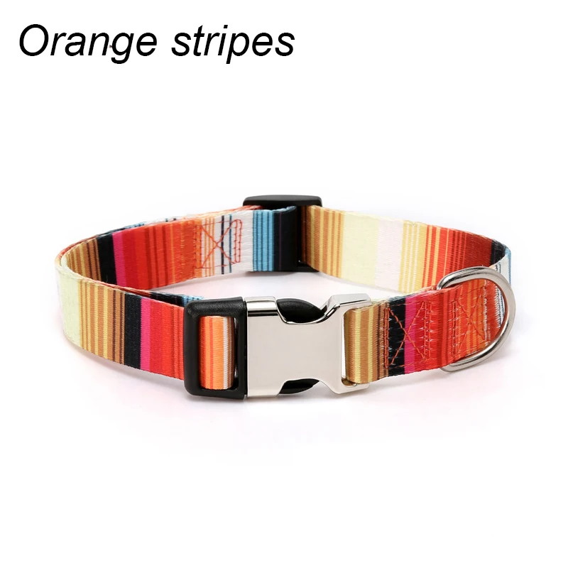 Personalised Forest Pattern Dog Collar Adjustable Nylon Pet Lead_voghion.com