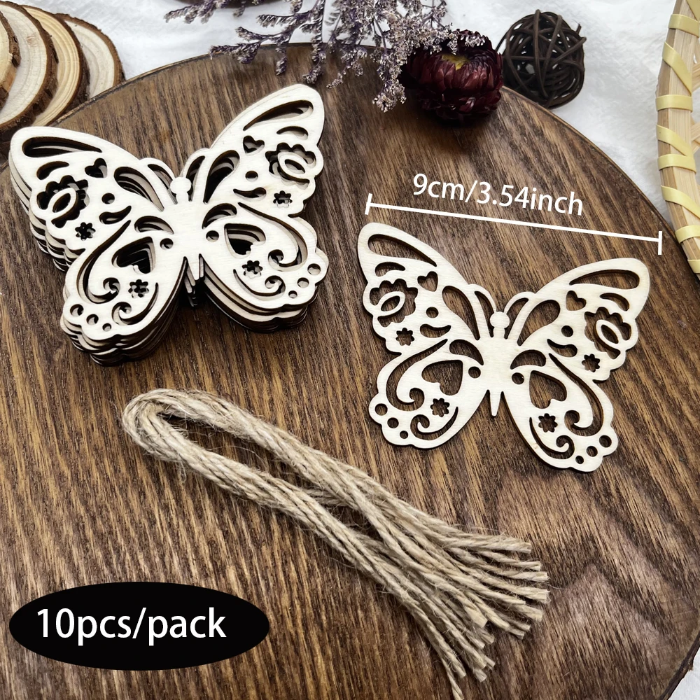 10pcs Hollow Wood Butterfly Embellishment Cutouts Wooden Shape Craft DIY Wedding Home Decor