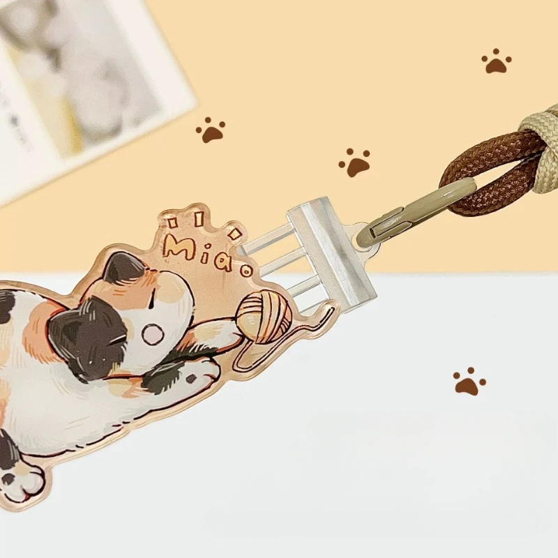 Clip universale per telefono Simpatico cartone animato modello gatto Tracolla a tracolla Tracolla lunga Tracolla appesa Cordino per cellulare