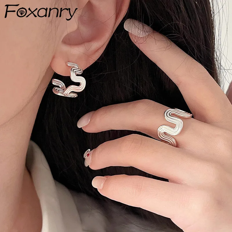 Foxanry серьги-гвоздики неправильной формы для женщин, новый модный креативный дизайн, темперамент, простой предотвращающий аллергию, вечерние ювелирные изделия, подарок