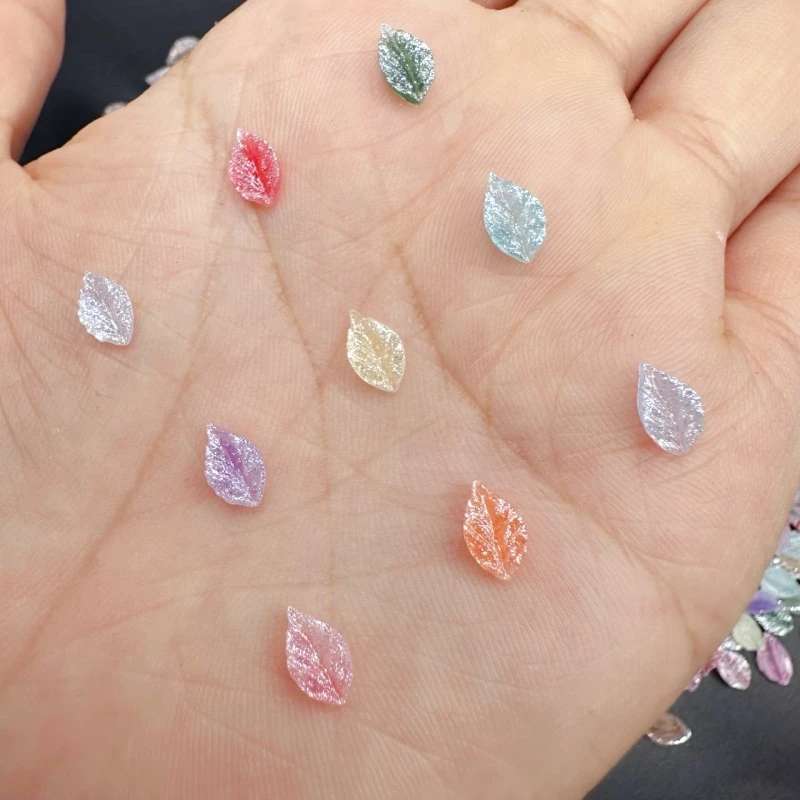 Piezas de abalorios para uñas, hojas coloridas 3D de 20 piezas, hojas de resina Kawaii japonesas, decoración de uñas con diamantes de imitación, accesorios de Arte de uñas DIY