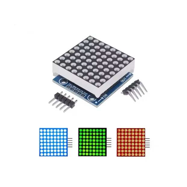 MAX7219 dot matrix microcontroller controls and drives LED display module