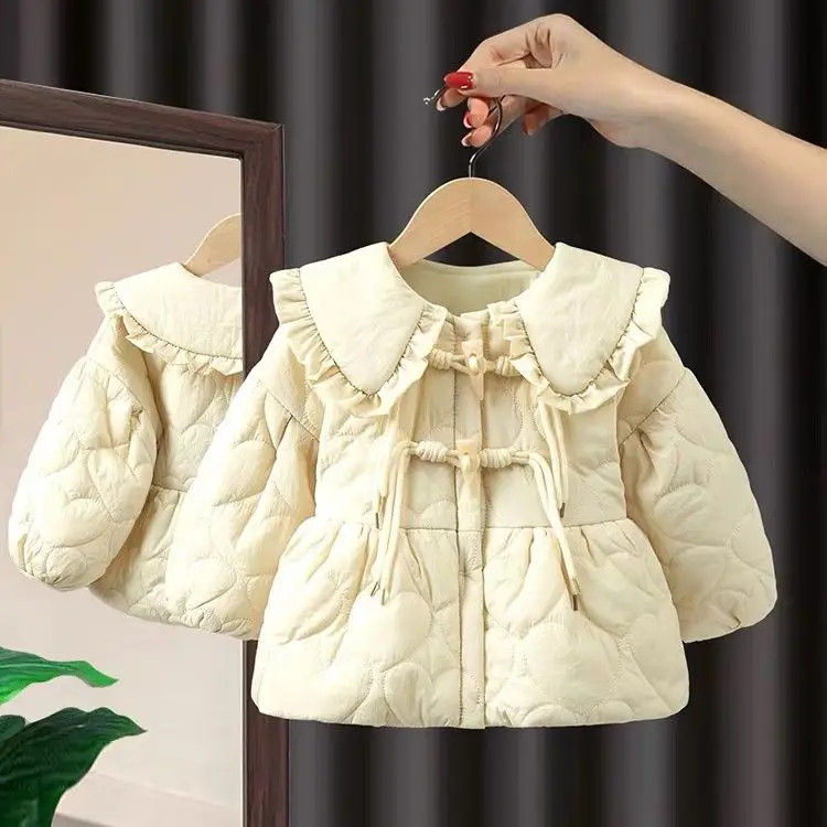 

Girls Cotton Jacket Winter 2024 New Fashionable Cotton Baby Childrens Thick and Warm Cotton Clothing Kids Jackets for Girls