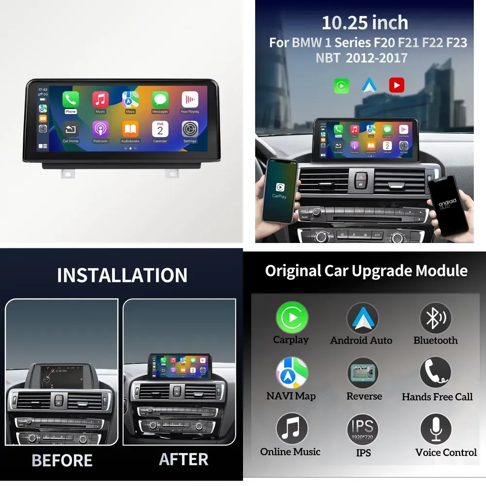 For F20 F22 F23 2012-2017 Portable Car Touchscreen Control BT Support Dashcam Wireless Carplay Navi