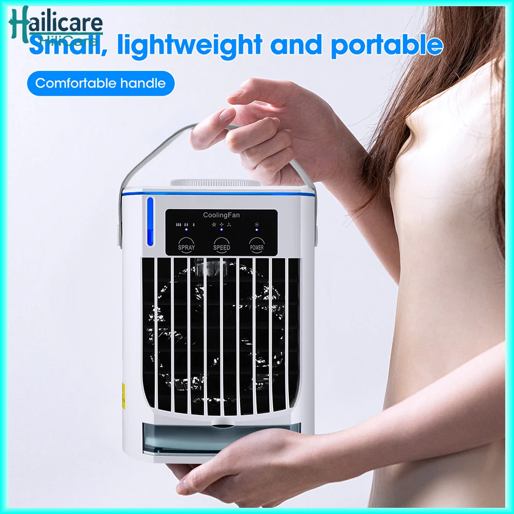

Cooling Fan Mini Air Conditioners Desktop Air Cooler USB Recharge Portable Water Mist Cooling 3 Speed Fan For Home Office Room