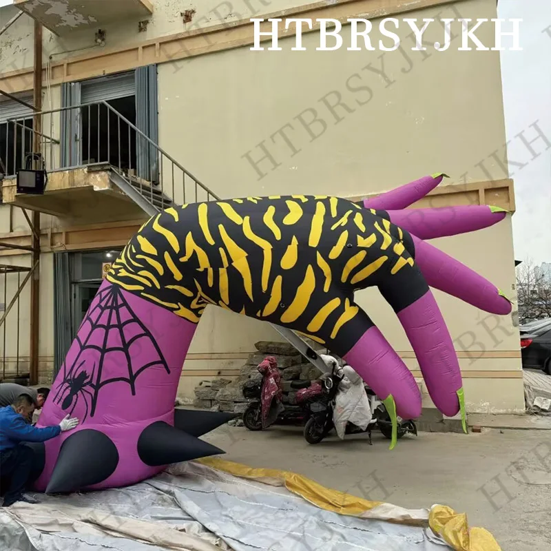 

8M Inflatable hand ok hand gesture Arm pose with thorns with white LED Halloween activity decoration props