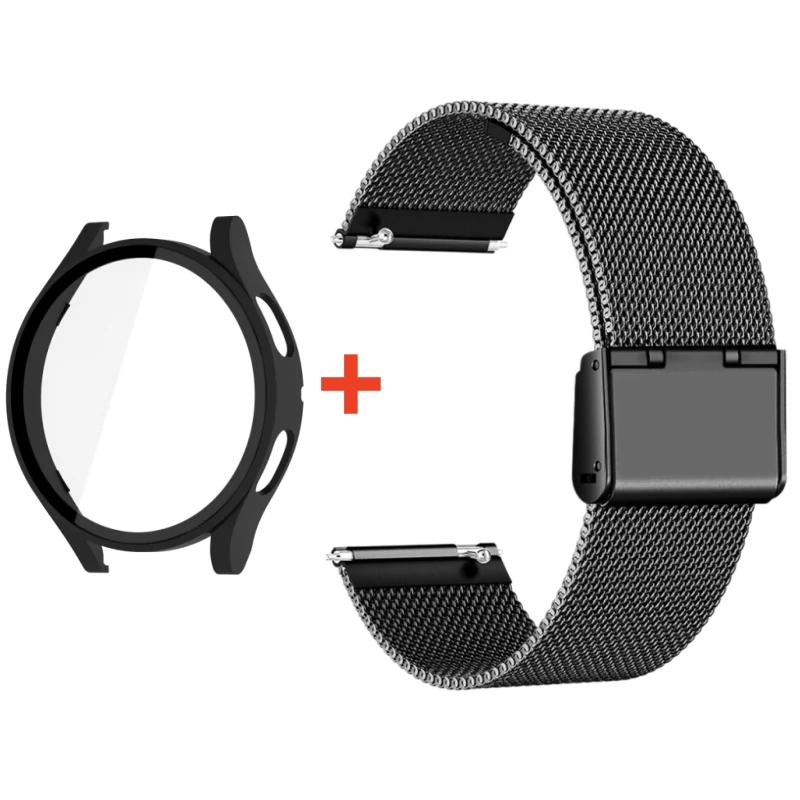 Armband+Hülle für Samsung Galaxy Watch 7/6/5/4 40mm 44mm Edelstahlarmband +PC-Abdeckung für Galaxy Watch 7/6/5/4 40 44mm