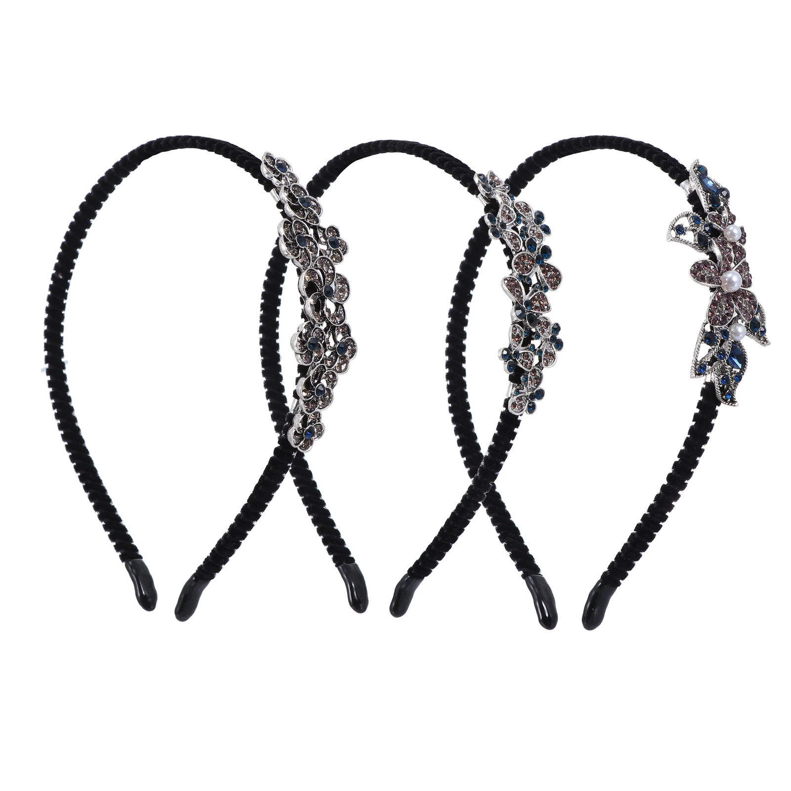 

3pcs Rhinestone Headband Bejeweled Bridal Bridesmaid Hairband Lovely Headwear Vintage Accessories Decor Practical