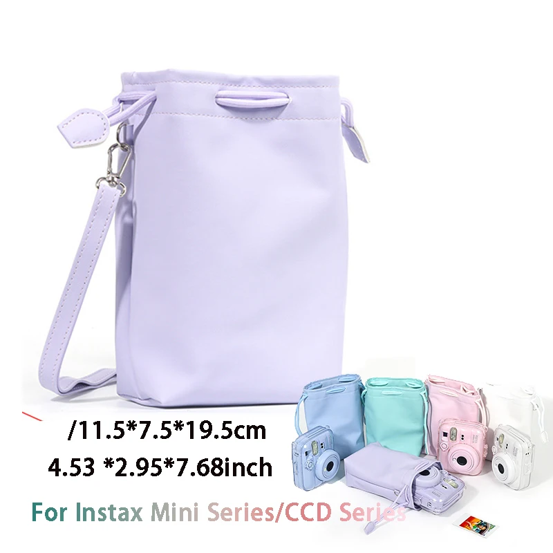 Universal Camera PU Drawstring Bag Outdoor Portable Storage Case for Instax Mini 12 11 9 8 evo liplay ccd Protective Pouch Bag