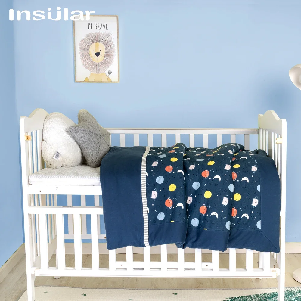 Insular Baby Cotton Quilt Infant Four-season Quilt Children Cartoon Cotton Blanket Kids Detachable Quilt Stroller Sleep Cover