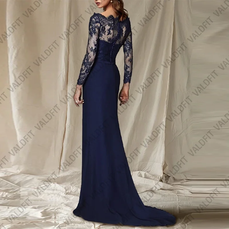 Customized Long Sleeves Mermaid Navy Blue Mother of the Bride Dresses Wedding Party Dress vestidos para madre de novia 2024