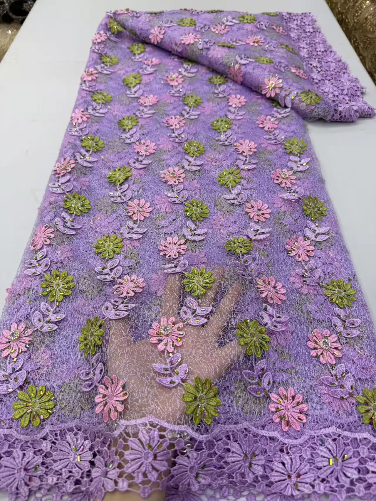 

Luxury Cotton African Guipure Cord Lace nigerian Embroidered Traditional Women's Water Soluble Fabric for Occasional Wear
