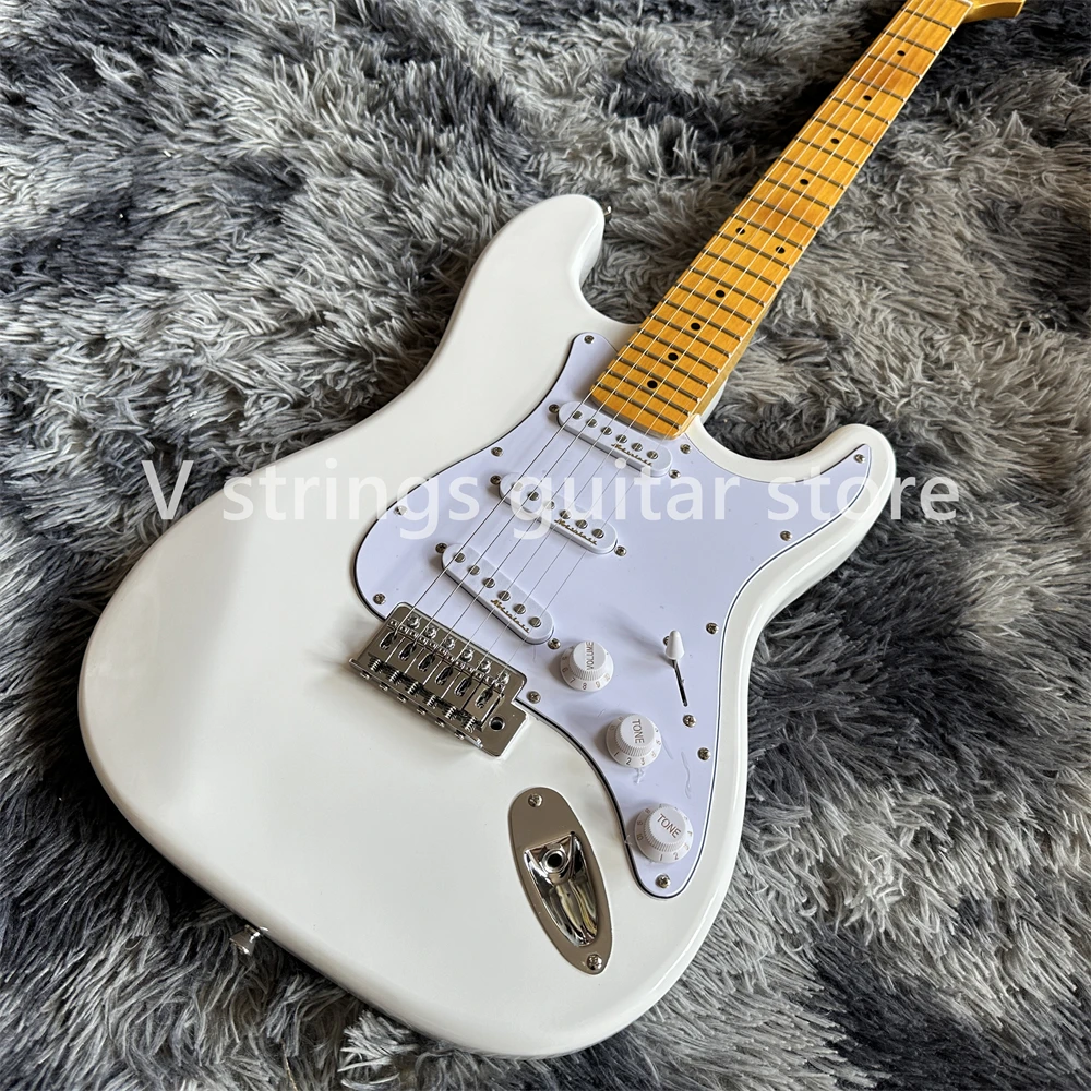 hot selling white electric guitar maple neck fingerboard chrome hardware in stock guitarra shipping quickly